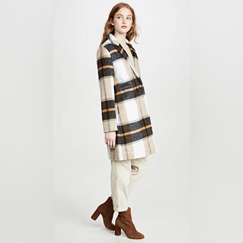 Cupcakes and Cashmere Brown Plaid Coat Size Small